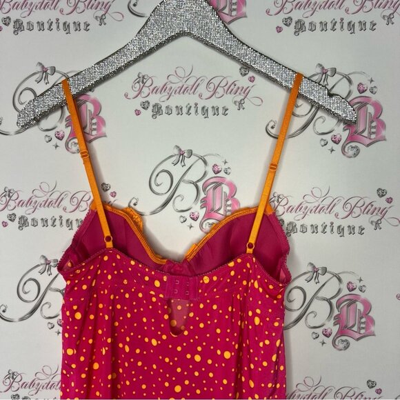 Victoria secret babydoll sexy little things 2000s vintage pink orange polkadot - Picture 5 of 12